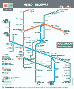 Lyon : plan m&eacute;tro - Tramway