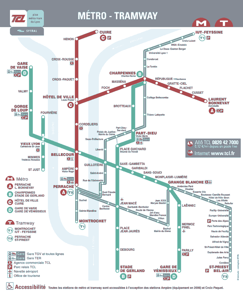 Lyon : plan métro - Tramway