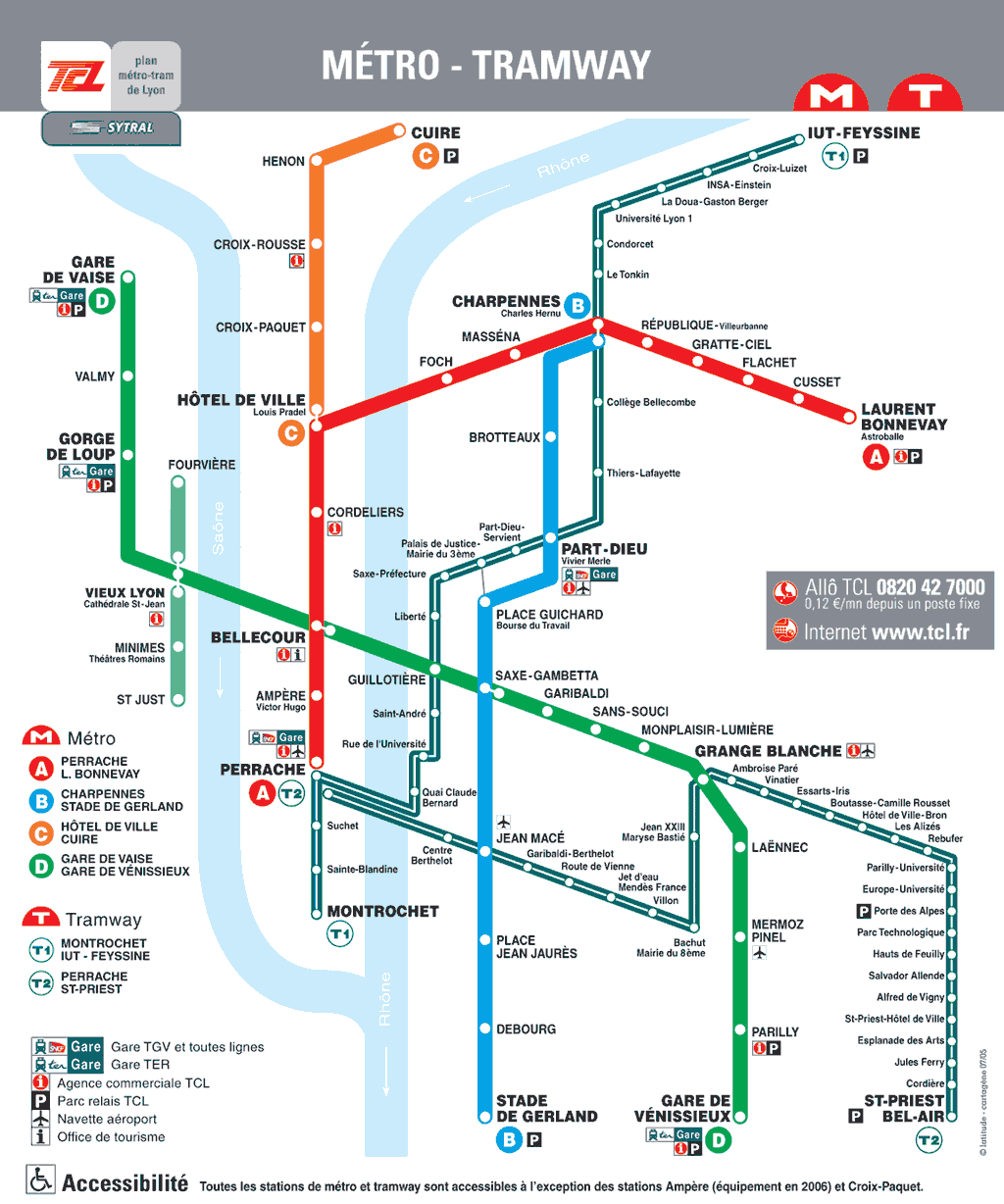 Lyon : plan métro - Tramway